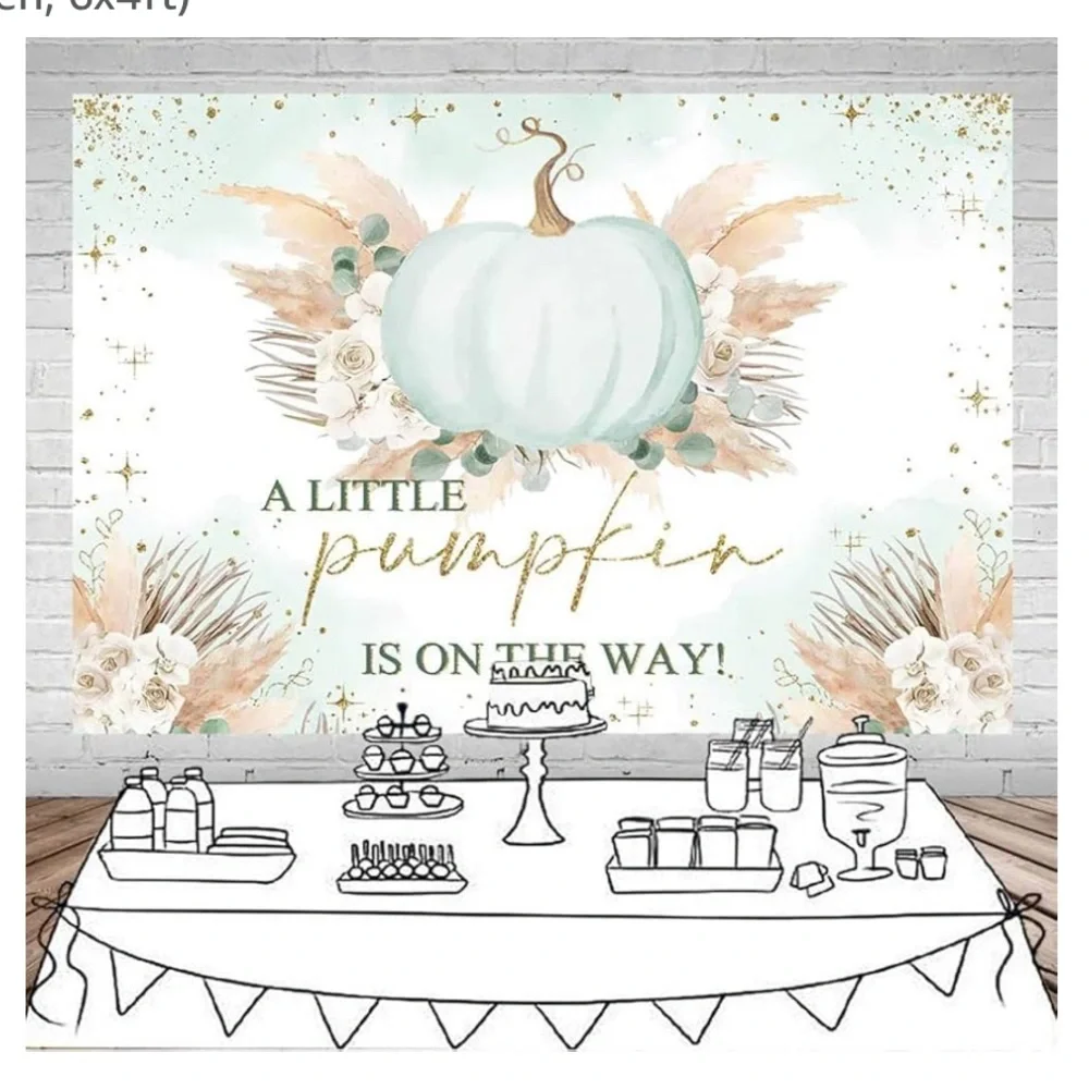 Boho A Little Pumpkin is On The Way backdrop,5x 7,Photography Background Baby
